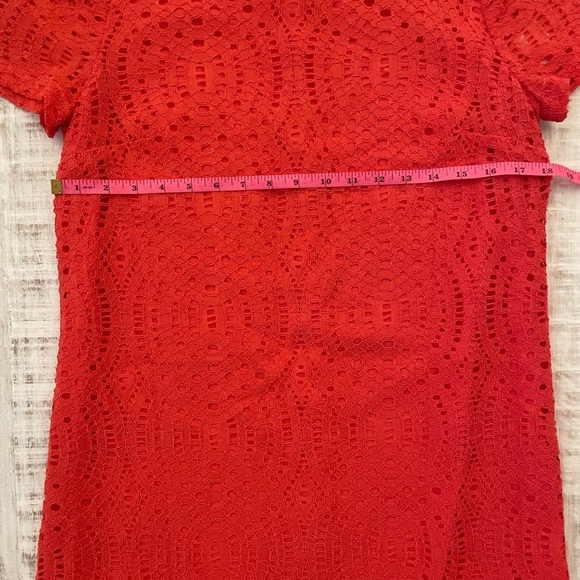 J Crew Coral Lace Lined Shift Dress with Scalloped Hem - Picture 9 of 9